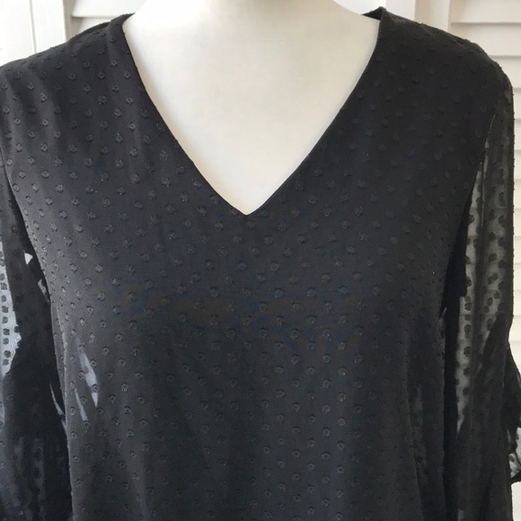 Iz Byer Black Long Sleeve Blouse Size Medium - Picture 4 of 6